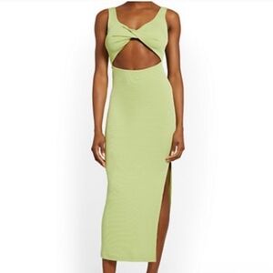 Edit by Nine Cut-Out Rib-Knit Midi Dress Kiwi Green Medium